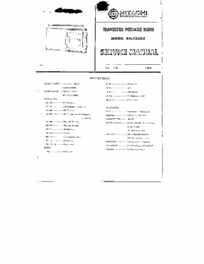 Hitachi KH-1006L Service manual for Hitachi KH-1230H portable transistor radio (1968)